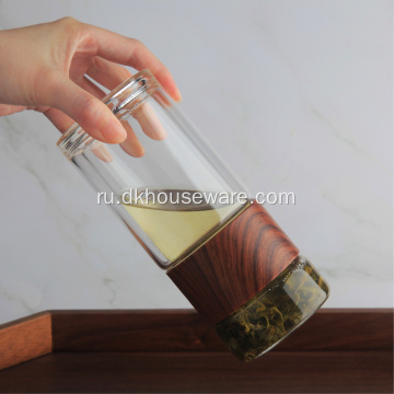 Бутылка для воды из боросиликатного стекла с двойными стенками и фильтром
